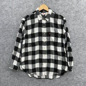 Levi's Women's Button Up Casual Shirt Black White Checkered, Size S